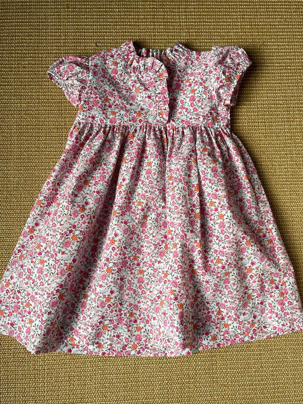 Little English floral dress 4T pink orange blue ruffle